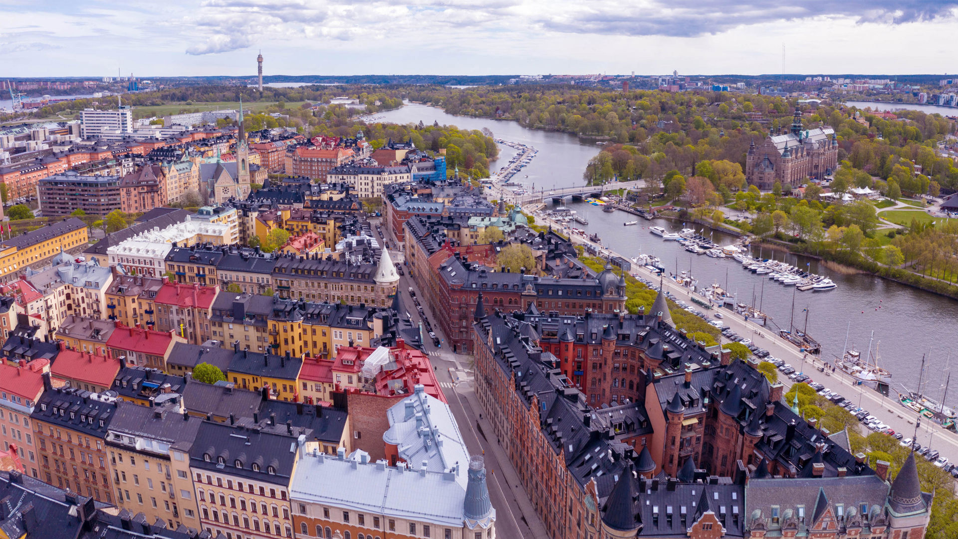 Flygfoto över Stockholms hustak